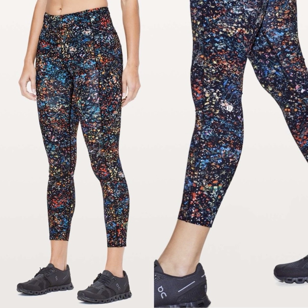 lululemon Flowerescent High Rise Fast & Free 7/8 Tights 25" Size 6 - Picture 3 of 13